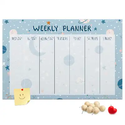 Printed Cork Weekly Space Memo Board Planner
