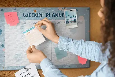 Printed Cork Weekly Space Memo Board Planner