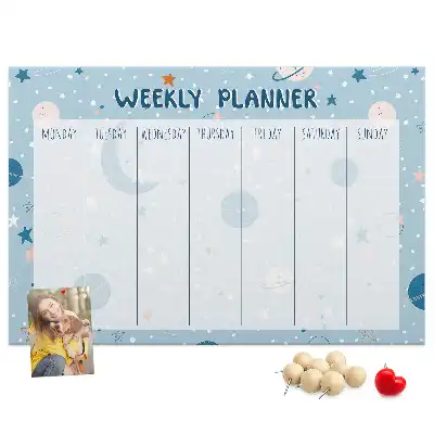 Printed Cork Weekly Space Memo Board Planner