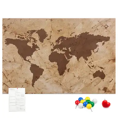 Vintage world map cork memo board