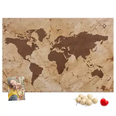 Vintage world map cork memo board