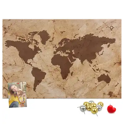 Vintage world map cork memo board