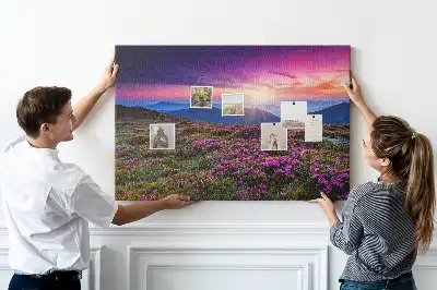 Sunrise flowers cork memo board