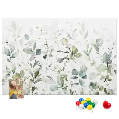 Printed Cork Board with Plant Leaves Design