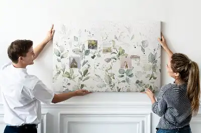 Printed Cork Board with Plant Leaves Design