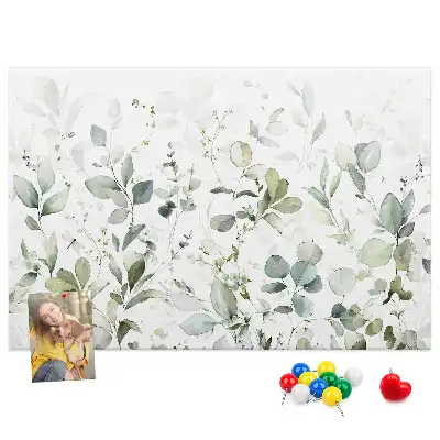 Printed Cork Board with Plant Leaves Design