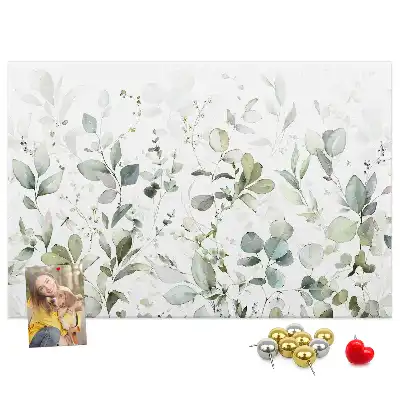 Printed Cork Board with Plant Leaves Design
