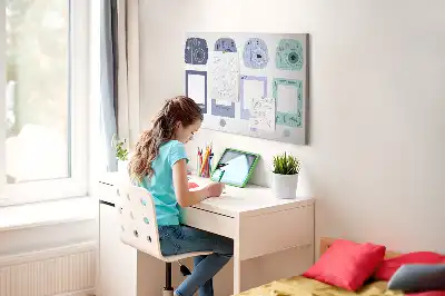 Cork memo board with Polaroid frames