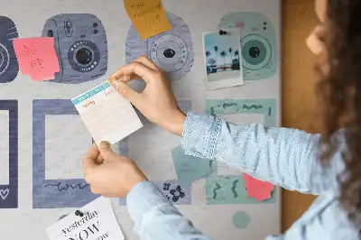 Cork memo board with Polaroid frames