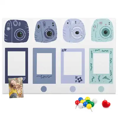 Cork memo board with Polaroid frames