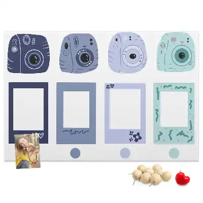 Cork memo board with Polaroid frames