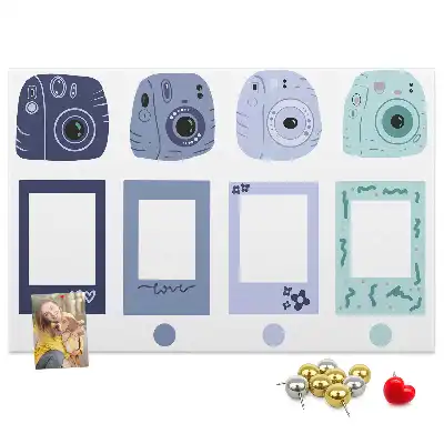 Cork memo board with Polaroid frames