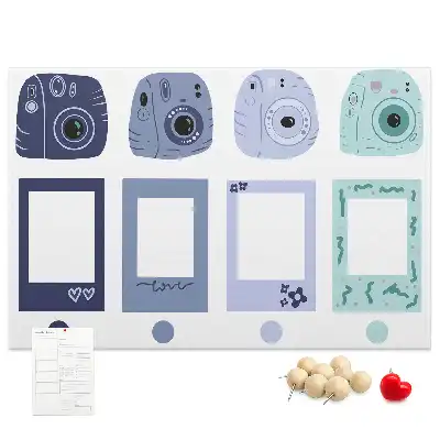 Cork memo board with Polaroid frames
