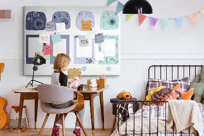 Cork memo board with Polaroid frames