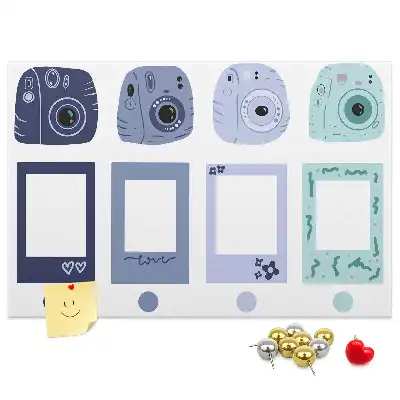 Cork memo board with Polaroid frames