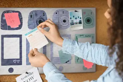 Cork memo board with Polaroid frames