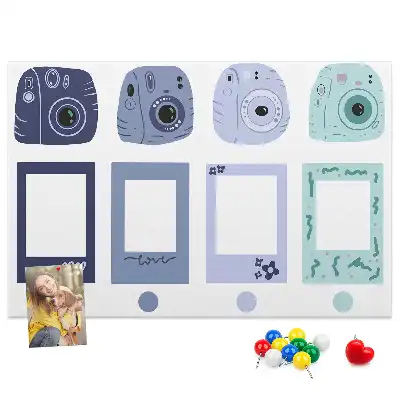 Cork memo board with Polaroid frames