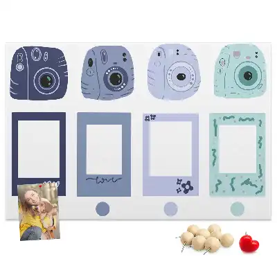 Cork memo board with Polaroid frames