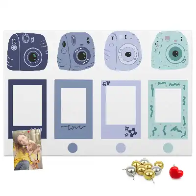 Cork memo board with Polaroid frames