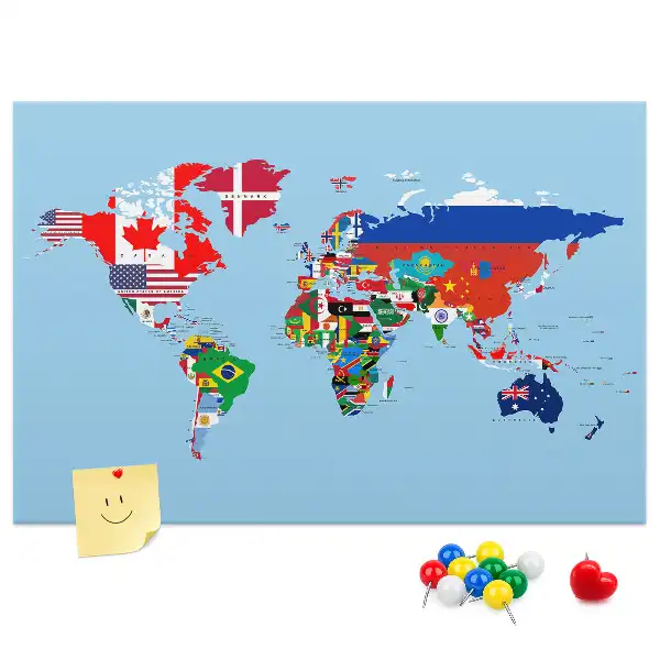 Printed Cork Board Flag map