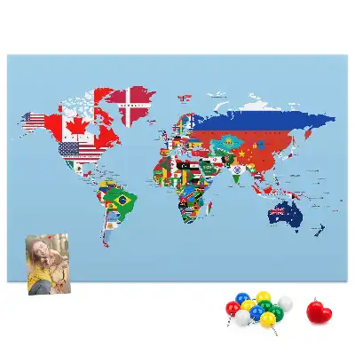 Printed Cork Board Flag map