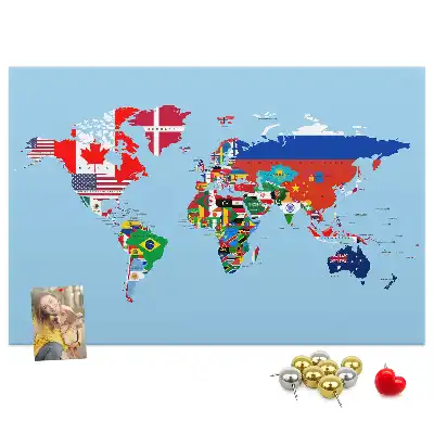 Printed Cork Board Flag map