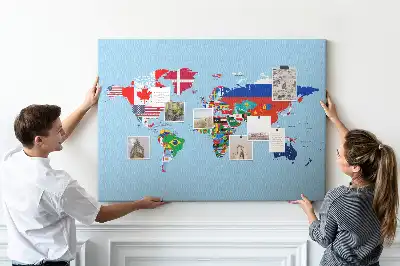 Printed Cork Board Flag map