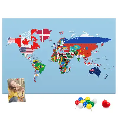 Printed Cork Board Flag map