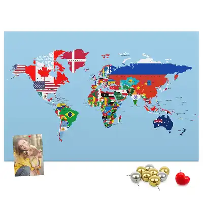 Printed Cork Board Flag map