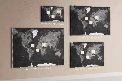 Printed Black World Map Cork Memo Board
