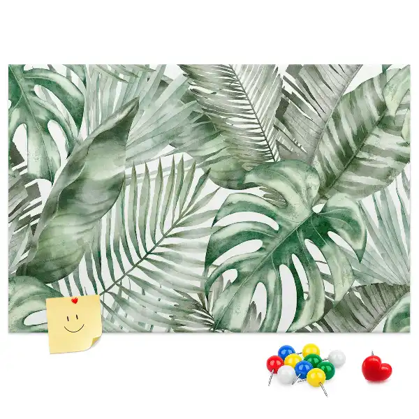 Plant leaves cork memo board