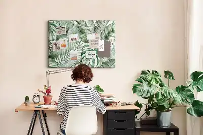 Plant leaves cork memo board