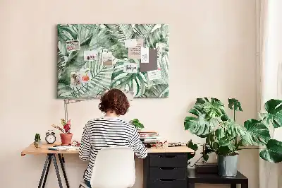 Plant leaves cork memo board