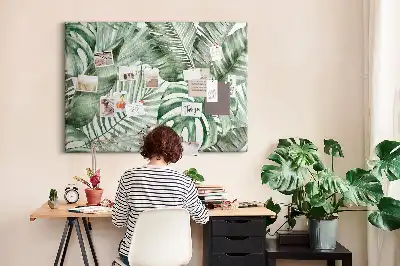Plant leaves cork memo board