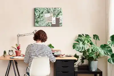 Plant leaves cork memo board