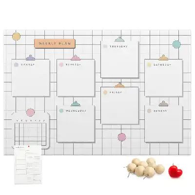 Weekly Printed Cork Memo Board