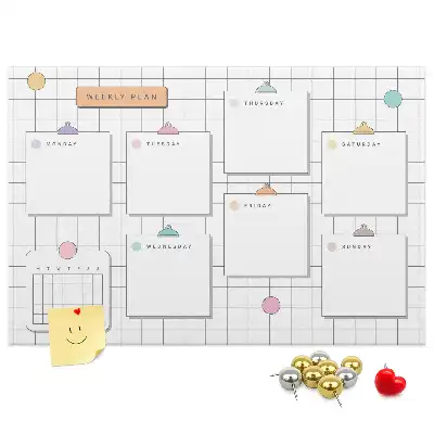 Weekly Printed Cork Memo Board