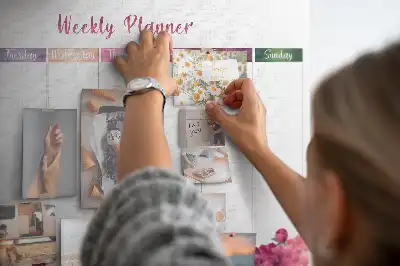 Floral Printed Cork Weekly Planner Memo Board