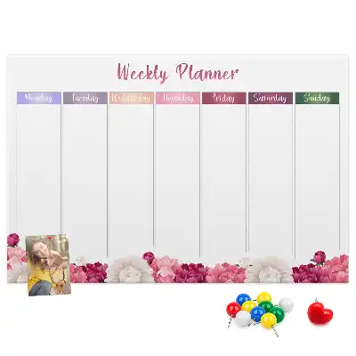 Floral Printed Cork Weekly Planner Memo Board