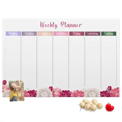 Floral Printed Cork Weekly Planner Memo Board