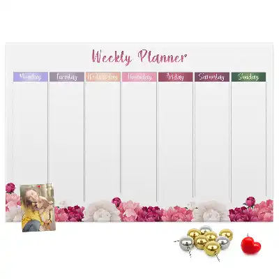 Floral Printed Cork Weekly Planner Memo Board