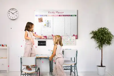 Floral Printed Cork Weekly Planner Memo Board