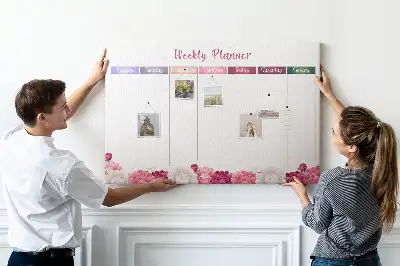 Floral Printed Cork Weekly Planner Memo Board