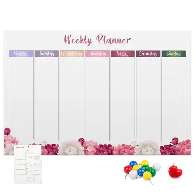 Floral Printed Cork Weekly Planner Memo Board