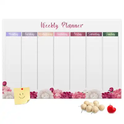Floral Printed Cork Weekly Planner Memo Board