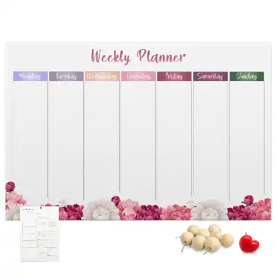 Floral Printed Cork Weekly Planner Memo Board
