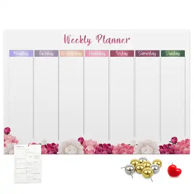 Floral Printed Cork Weekly Planner Memo Board