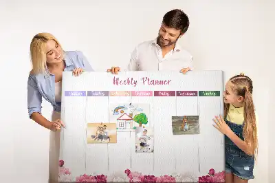 Floral Printed Cork Weekly Planner Memo Board
