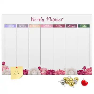 Floral Printed Cork Weekly Planner Memo Board