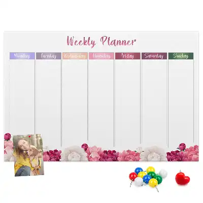 Floral Printed Cork Weekly Planner Memo Board